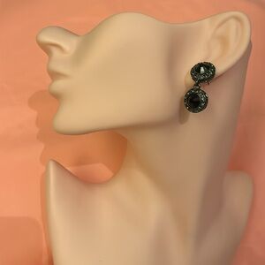 Faux jet and gunmetal earrings
